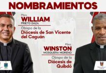 El papa Francisco nombra obispos para las diócesis de Quibdó y San Vicente del Caguán